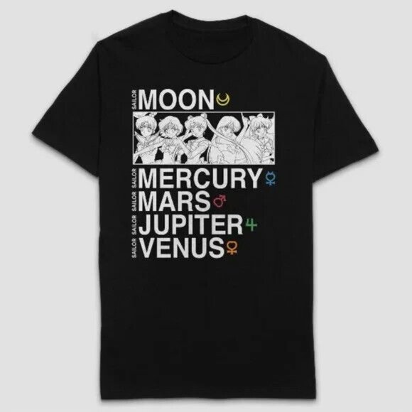 Target Unisex Adults' Sizes Black Sailor Moon Anime Graphic T-Shirt - Picture 1 of 3